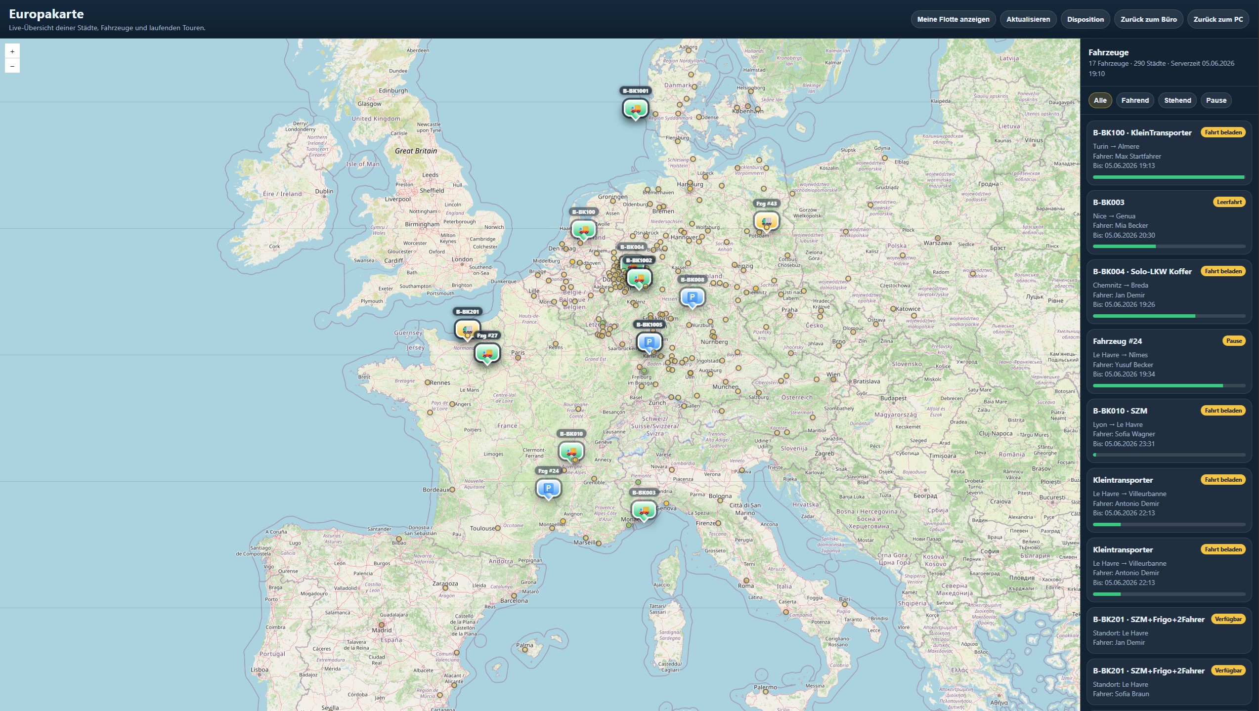 Europakarte Screenshot von FrachtImperium